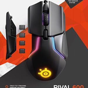 SteelSeries Rival 600 Gaming Mouse - 12,000 CPI TrueMove3Plus Dual Optical Sensor - 0.5 Lift-off Distance - Weight System - RGB Lighting,black