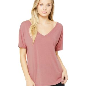 Bella Canvas Ladies' Slouchy V-Neck T-Shirt,Mauve,S