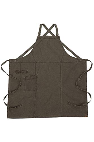 Chef Works unisex adult Denver Chefs Cross-back Bib Work Utility Apron, Olive Wood, One Size US