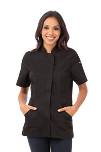 chef works women's roxby chef coat, black, large