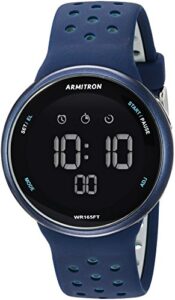armitron sport quartz fitness watch with silicone strap, blue, 22 (model: 40/8423nvy)