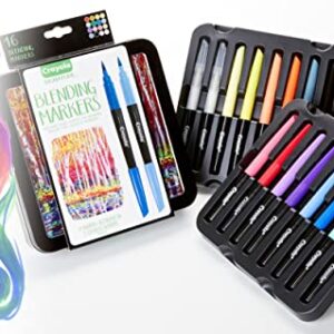 Crayola Blending Marker Kit with Decorative Case, 14 Vibrant Colors & 2 Colorless Blending Markers