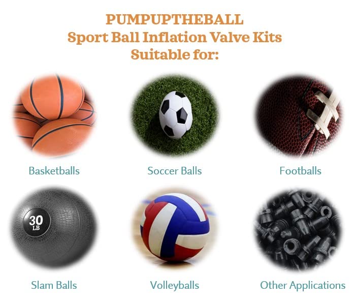 pumpuptheball Sport Ball Inflation Valve Kit (10 Replacement Valves) for Basketball, Soccer, Volleyball and Football