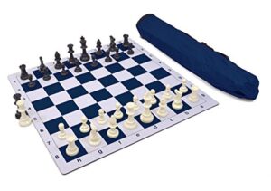 wholesale chess triple weighted pieces and mousepad board chess set (blue)