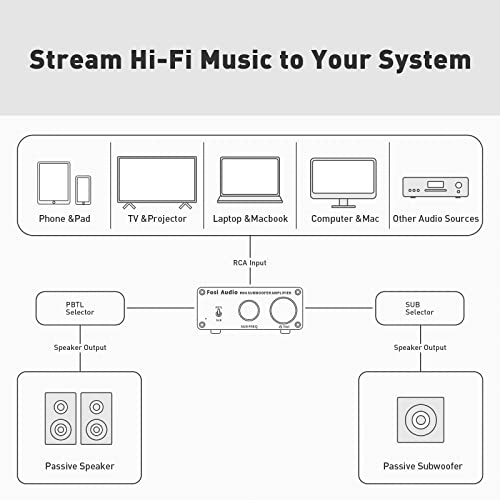 Fosi Audio M04 Subwoofer Amplifier for Home Theater Mono Channel Digital Class D Integrated Power Amp for Passive Speakers Subwoofer Rated 100W MAX