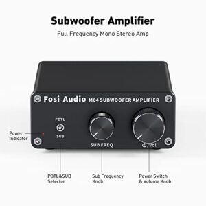 Fosi Audio M04 Subwoofer Amplifier for Home Theater Mono Channel Digital Class D Integrated Power Amp for Passive Speakers Subwoofer Rated 100W MAX