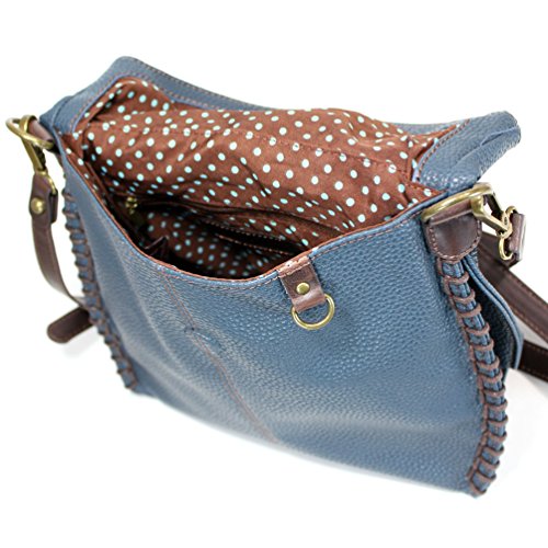 CHALA Charming Crossbody Bag - Flap Top and Key Charm in Navy Blue, Cross-Body or Shoulder(Metal Turtle)