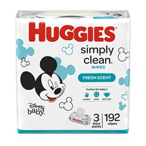 huggies simply clean fresh scented baby wipes, 64 count (pack of 3)