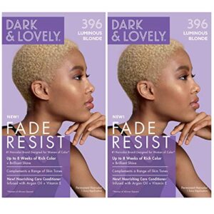 softsheen-carson dark and lovely fade resist rich conditioning hair color, permanent hair color, up to 100 percent gray coverage, brilliant shine with argan oil and vitamin e, luminous blonde, 2 count