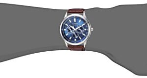 Citizen Men's Eco-Drive Corso Classic Watch in Stainless Steel with Brown Leather strap, Blue Dial (Model: BU2070-12L)