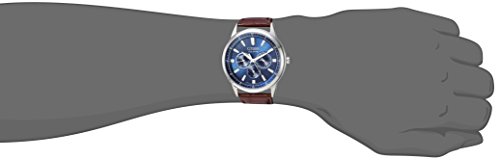 Citizen Men's Eco-Drive Corso Classic Watch in Stainless Steel with Brown Leather strap, Blue Dial (Model: BU2070-12L)