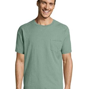 5.5 oz 100% Ringspun Cotton Garment-Dyed T-Shirt with Pocket L CYPRESS GREEN