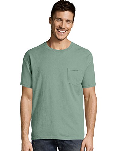 5.5 oz 100% Ringspun Cotton Garment-Dyed T-Shirt with Pocket L CYPRESS GREEN