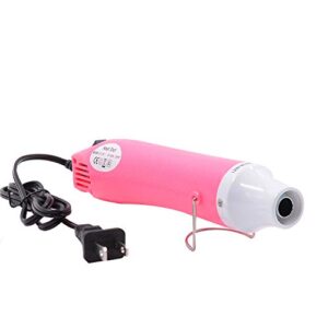 heat gun,mofa hot air gun tools shrink gun with stand for diy embossing and drying paint multi-purpose electric heating nozzle 300w 110v(pink,white)