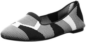 skechers women's cleo-sherlock-engineered knit loafer skimmer ballet flat, black/white, 8.5 m us