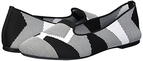 Skechers Women's Cleo-Sherlock-Engineered Knit Loafer Skimmer Ballet Flat, Black/White, 8.5 M US