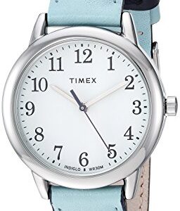 Timex Women's TW2R62900 Easy Reader 30mm Blue/Silver-Tone Leather Strap Watch