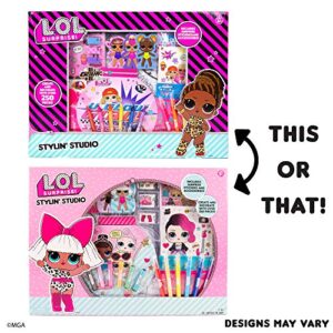 L.O.L. Surprise! Stylin' Studio by Horizon Group USA,Decorate LOL Surprise Paper Dolls With 250+ Accessories - DIY Activity Book, Scratch Art,Sticker Sheet,Coloring Pages,Markers,Crayons & More, Pink