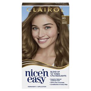 clairol nice'n easy permanent hair dye, 6g light golden brown hair color, pack of 1