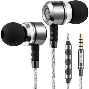sephia sp3060vc earbuds wired in ear headphones with microphone volume control mic noise isolating earphones hd bass case 3.5 mm ear bud plug