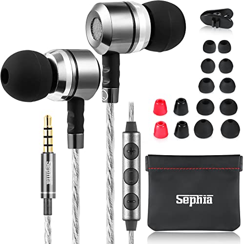 sephia Sp3060VC Earbuds Wired in Ear Headphones with Microphone Volume Control Mic Noise Isolating Earphones HD Bass Case 3.5 mm Ear Bud Plug