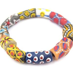 TheBeadChest African Bead Stretch Bracelet, Made in Ghana by Krobo Artisans, Unisex, African Trade Bead Style, Traditional