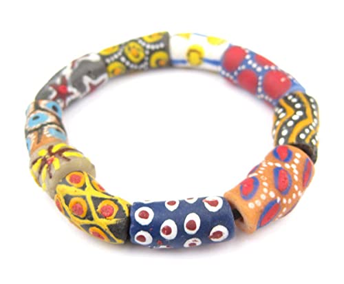 TheBeadChest African Bead Stretch Bracelet, Made in Ghana by Krobo Artisans, Unisex, African Trade Bead Style, Traditional