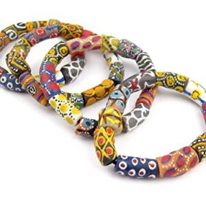 TheBeadChest African Bead Stretch Bracelet, Made in Ghana by Krobo Artisans, Unisex, African Trade Bead Style, Traditional