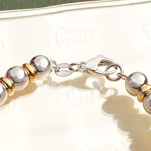 Ross-Simons Italian 2-Tone Sterling Silver Bead Bracelet. 7 inches