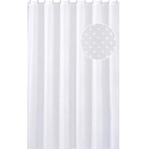 N&Y HOME Hotel Fabric Shower Curtain or Liner, Cloth Textured White Shower Curtain with Bottom Magnets, Machine Washable, 72 x 72 inches for Bathroom