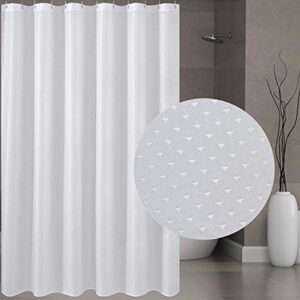 N&Y HOME Hotel Fabric Shower Curtain or Liner, Cloth Textured White Shower Curtain with Bottom Magnets, Machine Washable, 72 x 72 inches for Bathroom