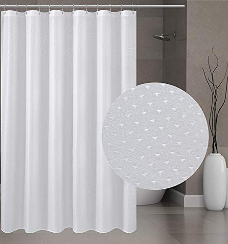 N&Y HOME Hotel Fabric Shower Curtain or Liner, Cloth Textured White Shower Curtain with Bottom Magnets, Machine Washable, 72 x 72 inches for Bathroom