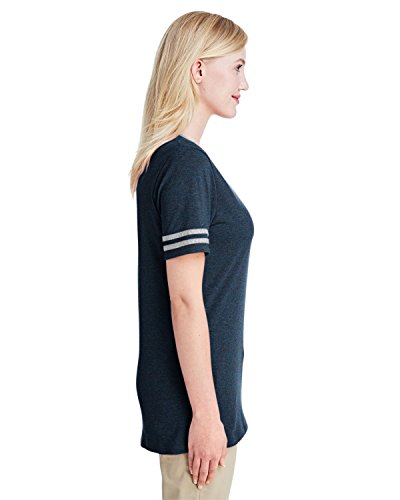 Jerzees Ladies' 4.5 oz. TRI-Blend Varsity V-Neck T-Shirt M Indigo HTH/Oxfr