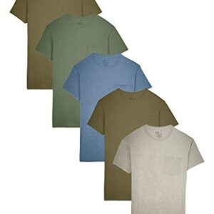 Fruit of the Loom Men's Pocket T-Shirt Multipack (5 Pack), Earth Tones (5 Pack), X-Large