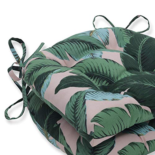 Pillow Perfect Outdoor/Indoor Swaying Palms Capri Green/Pink Chair Pads, 2 Count (Pack of 1)