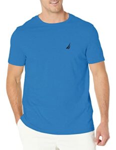 nautica men's short sleeve crew neck t-shirt, bright cobalt solid, large