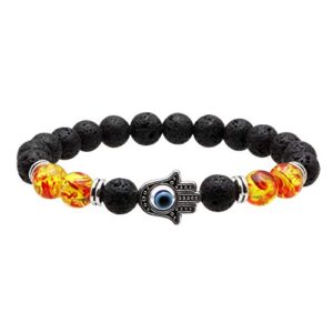 MILAKOO 7 Pcs Evil Eye Bracelet Lava Stone Beads Essential Oil Diffuser Bracelet for Men Women