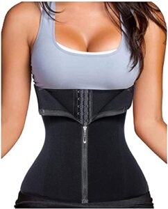 ursexyly women waist trainer corset zipper hook shapewear double control body shaper tummy control waist cincher (xs, black)