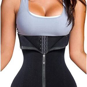 URSEXYLY Women Waist Trainer Corset Zipper Hook Shapewear Double Control Body Shaper Tummy Control Waist Cincher (XS, Black)