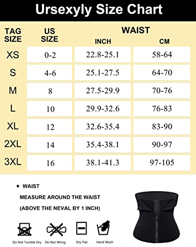 URSEXYLY Women Waist Trainer Corset Zipper Hook Shapewear Double Control Body Shaper Tummy Control Waist Cincher (XS, Black)