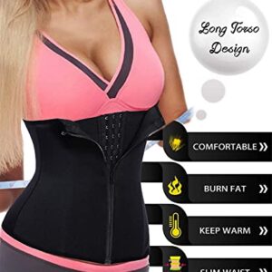 URSEXYLY Women Waist Trainer Corset Zipper Hook Shapewear Double Control Body Shaper Tummy Control Waist Cincher (XS, Black)