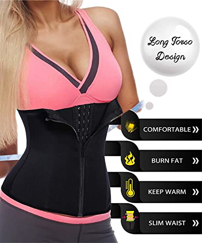 URSEXYLY Women Waist Trainer Corset Zipper Hook Shapewear Double Control Body Shaper Tummy Control Waist Cincher (XS, Black)