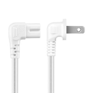 TNP Universal 2 Prong Angled Power Cord (6 Feet) 2 Pack - NEMA 1-15P to IEC320 C7 Figure 8 Shotgun Connector AC Power Supply Cable Wire Socket Plug Jack (White) For PS4, Apple TV, PS3 Slim