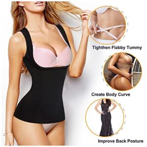 Gotoly Waist Trainer Vest Weight Loss Body Shaper Sport Shirt Workout Tank Top for Women (Black, Large)