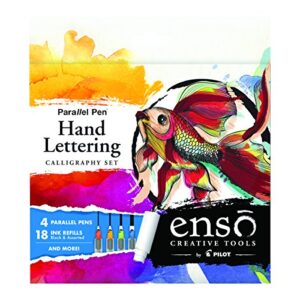 pilot enso parallel pen hand lettering calligraphy set - amazon exclusive kit!; 4 nib sizes (1.5mm, 2.4mm, 3.8mm, 6.0mm) calligraphy, hand lettering or whatever your muse inspires (10678)