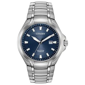 citizen men's eco-drive modern paradigm watch in super titanium, blue dial (model: bm7431-51l)