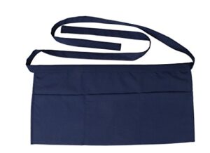 sew ur life resist water 3 big pockets waist server apron kitchen restaurant bistro cafe bar pub cake shop bakery unisex half aprons for chef, baker, servers, waitress, waiter(navy)