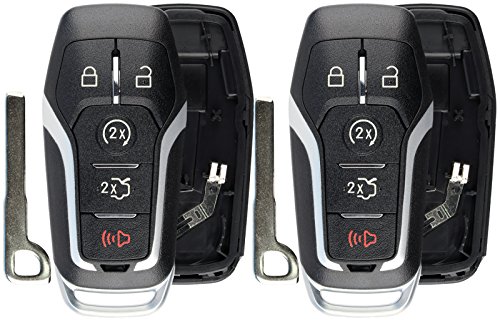 KeylessOption Keyless Entry Remote Smart Key Fob Shell Case for Ford Fusion Mustang Edge M3N-A2C31243800 (Pack of 2)