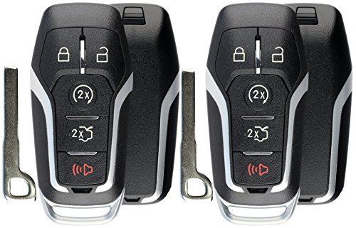 KeylessOption Keyless Entry Remote Smart Key Fob Shell Case for Ford Fusion Mustang Edge M3N-A2C31243800 (Pack of 2)