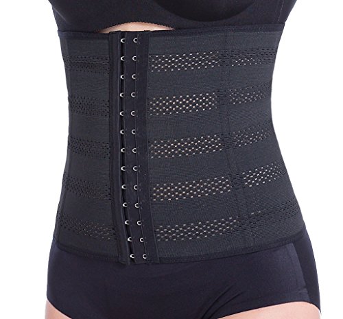 Everbellus Women's Breathable Elastic Corset Waist Trainer Cincher Belt Shapewear Black XXX-Large